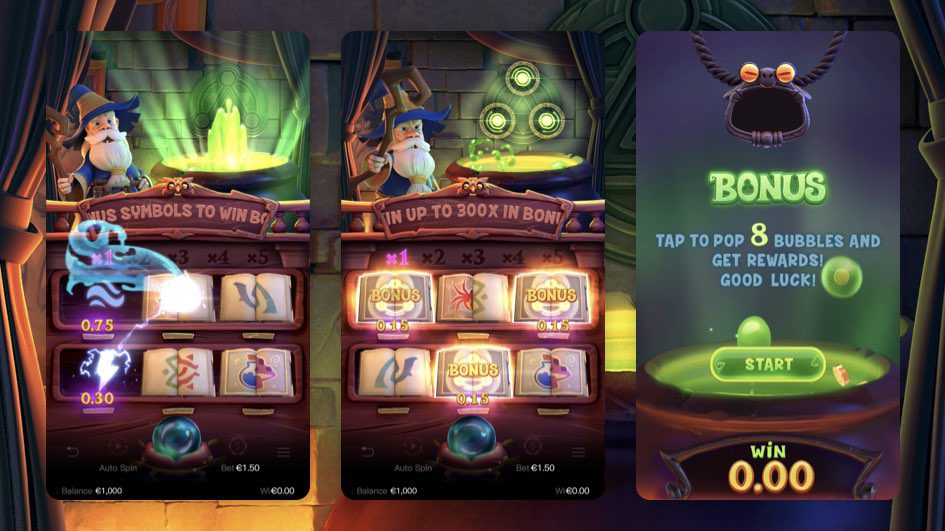 รีวิวเกมสล็อต Wizdom Wonders ตำราพ่อมดมหัศจรรย์ เกมเด่นจาก PG